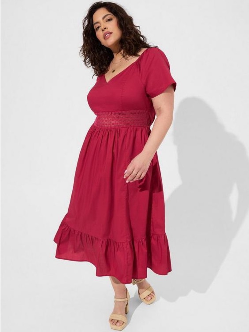 Torrid Plus Size Midi Poplin Sheer Waist Dress women’s sz 1 1X 14/16 NWT new